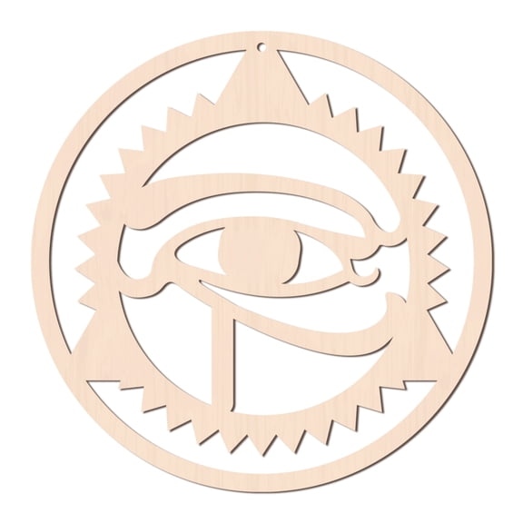 Laser Cut Wooden Wall Sculpture Torus Wall Art Home Decor Meditation Symbol Flat Round with Eye of Horus BurlyWood 31x0.6mm DIY