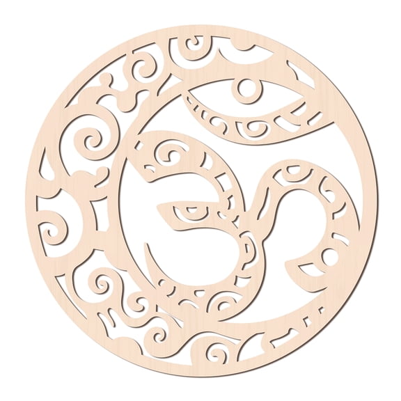 Laser Cut Wooden Wall Sculpture Torus Wall Art Home Decor Meditation Symbol Hanging Artwork Flat Round Om Symbol Pattern 310x6mm