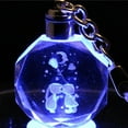 thumbnail image 1 of Laser Engraved 3D Crystal Glass Pendant Key Chain Keyring Rose Valentine's Day Gifts, 1 of 1