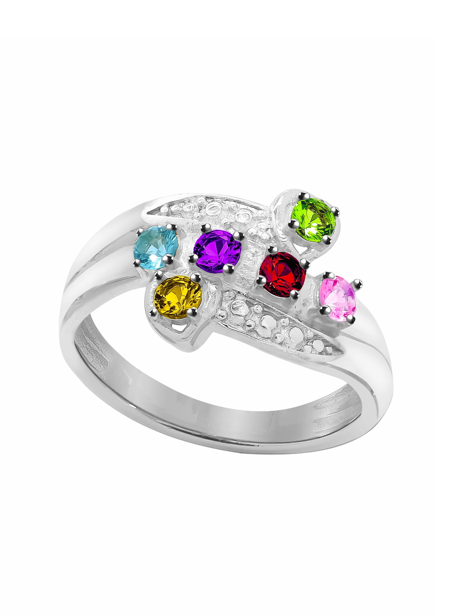 Laser Engraved Family Ring with Up to Five Birthstones