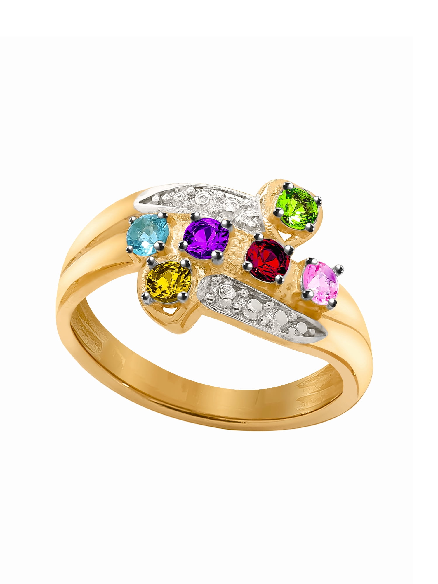 Laser Engraved Family Ring with Up to Five Birthstones