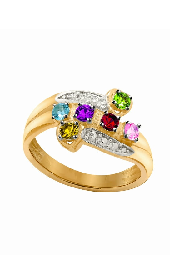 Laser Engraved Family Ring with Up to Five Birthstones