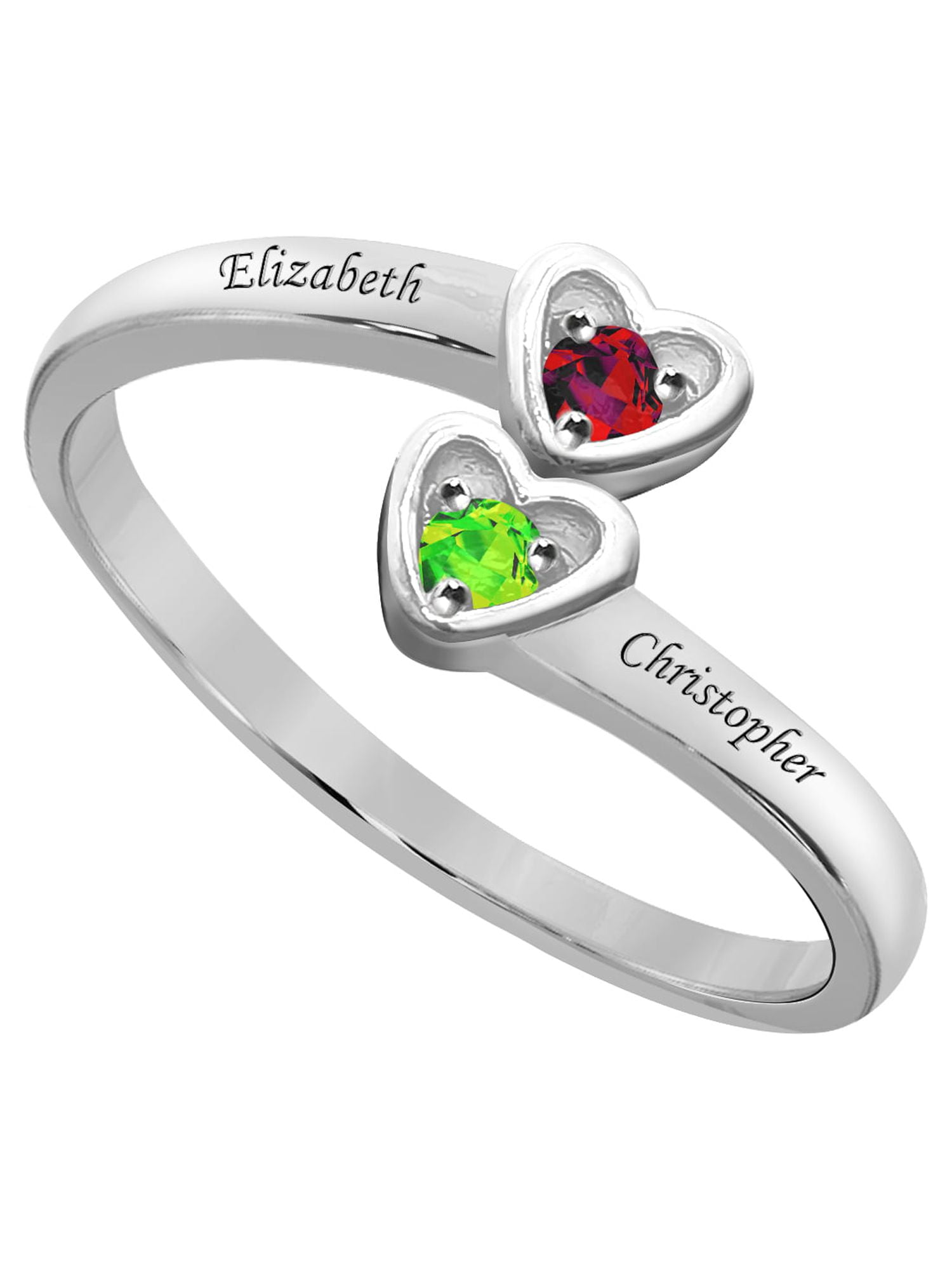 Laser Engraved Family Ring with Up to Two Birthstones