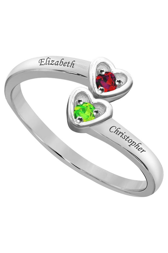Laser Engraved Family Ring with Up to Two Birthstones