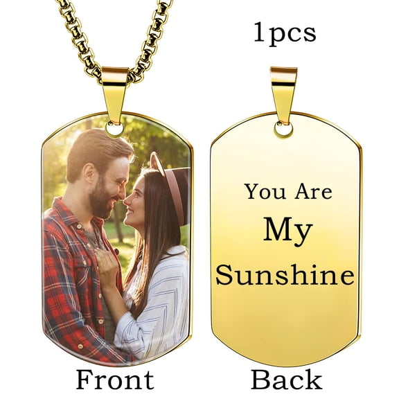 Laser Engraved Photo Pendant/Custom Full Color Printing Personalized Love Note Message Stainless Steel Ball Chain Necklace Handmade