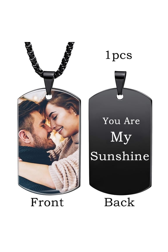 Laser Engraved Photo Pendant/Custom Full Color Printing Personalized Love Note Message Stainless Steel Ball Chain Necklace Handmade