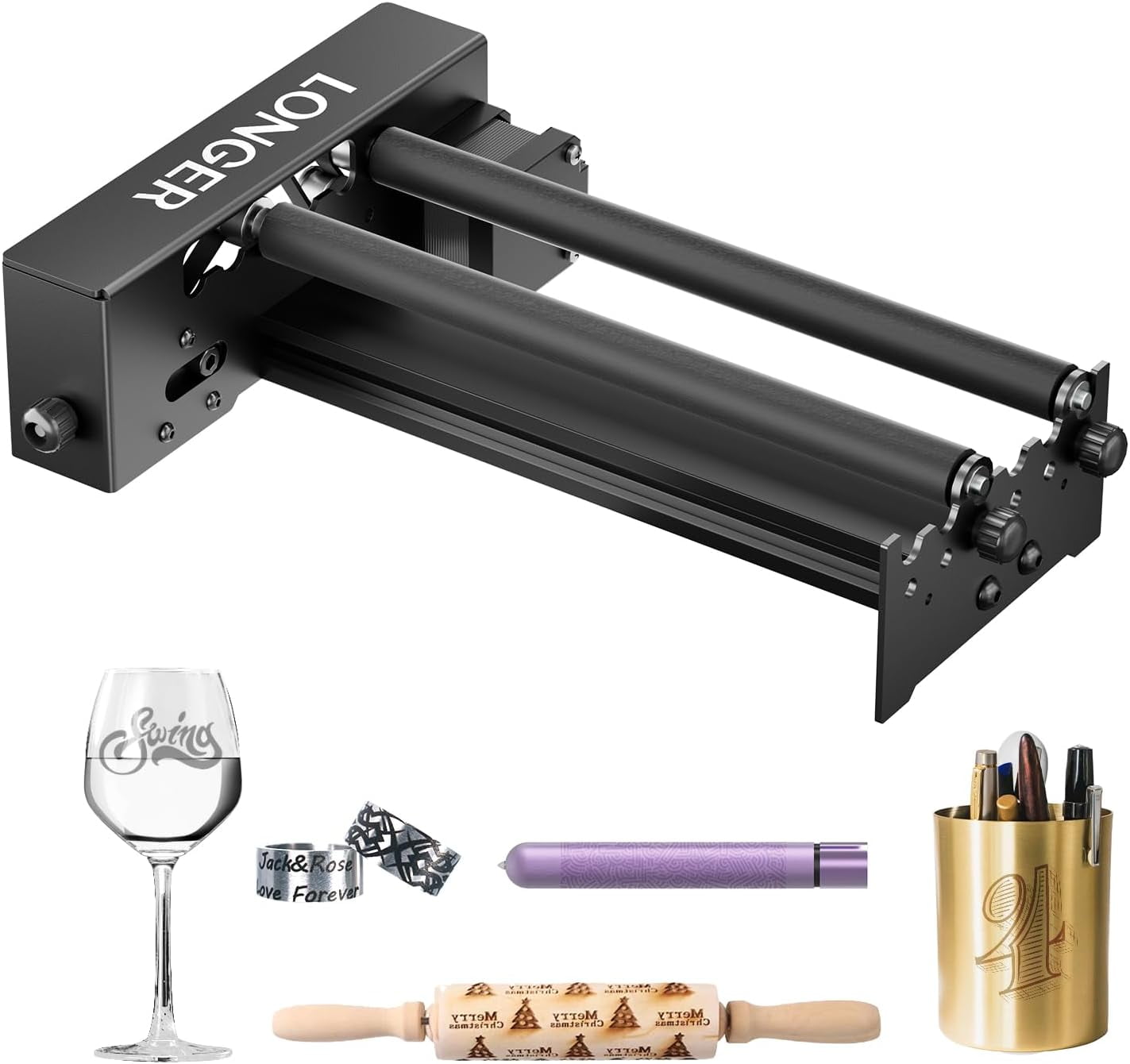 Laser Engraver Rotary Roller, Y-axis 360° Rotation & Adjustable -300mm Diameters for Laser Engraver Engraving Cylindrical Objects Tumblers Cans Cups Bottles for Art & Craft
