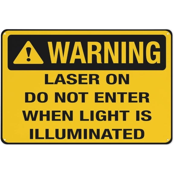Laser On Do Not Enter When Light Is Illuminated Reflective Aluminum Sign - 8"x12", Rust Free, Weather Resistant, Waterproof, Easy To Mount - Lab, Workshop, Medical Facility