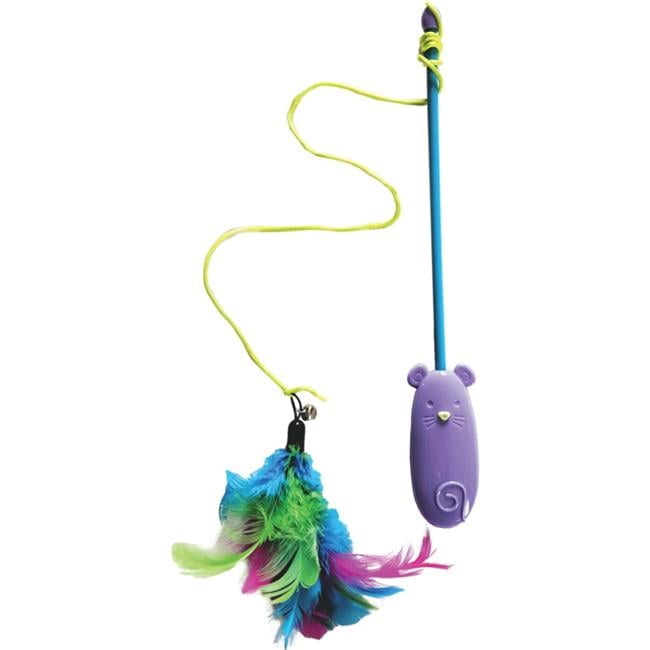 Laser & Feather Teaser Wand Cat Toy - Assorted Color