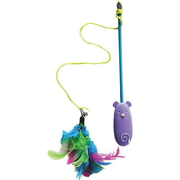 Laser & Feather Teaser Wand Cat Toy - Assorted Color