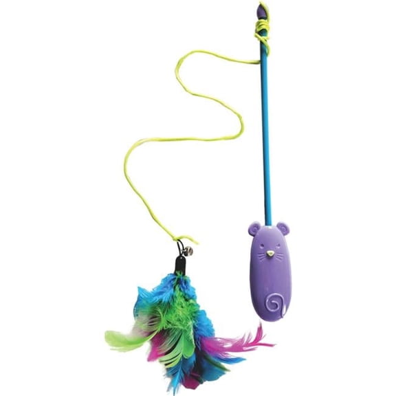 Laser & Feather Teaser Wand Cat Toy - Assorted Color