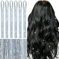 thumbnail image 1 of Laser Hair Extensions - Silver - Hair Extension Coloured Hair Glitter Extensions Kit Fairy Hair Extension Accessories for Women Girls Chritmas Party, 1 Hair Extension, Easter, Wedd Makeup Organizer, 1 of 4