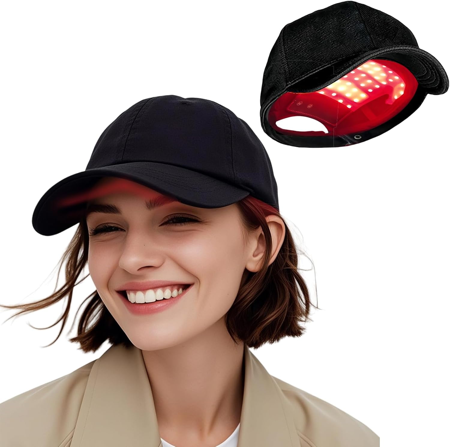 Laser Hair Growth Cap, Red Light Therapy for Hair Regrowth, Laser Therapy Cap for Hair Loss, Hair Loss Treatments Hat for Men & Women with Built-in Battery & Controller