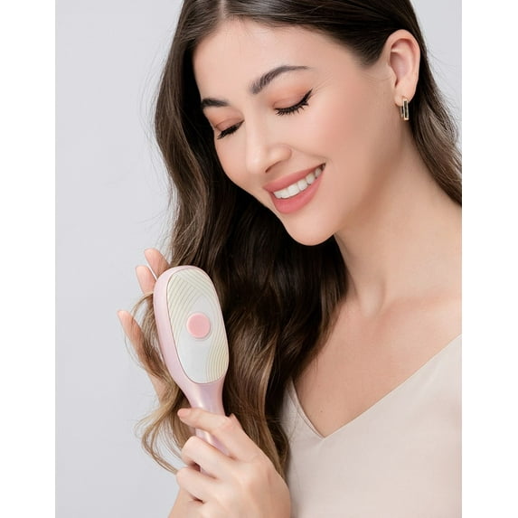 Laser Hair Growth Comb, Hair Oil Applicator Brush, Red Blue Light Phototherapy Vibration Hair Regrowth Brush for Hair Growth & Anti Hair Loss (Pink)