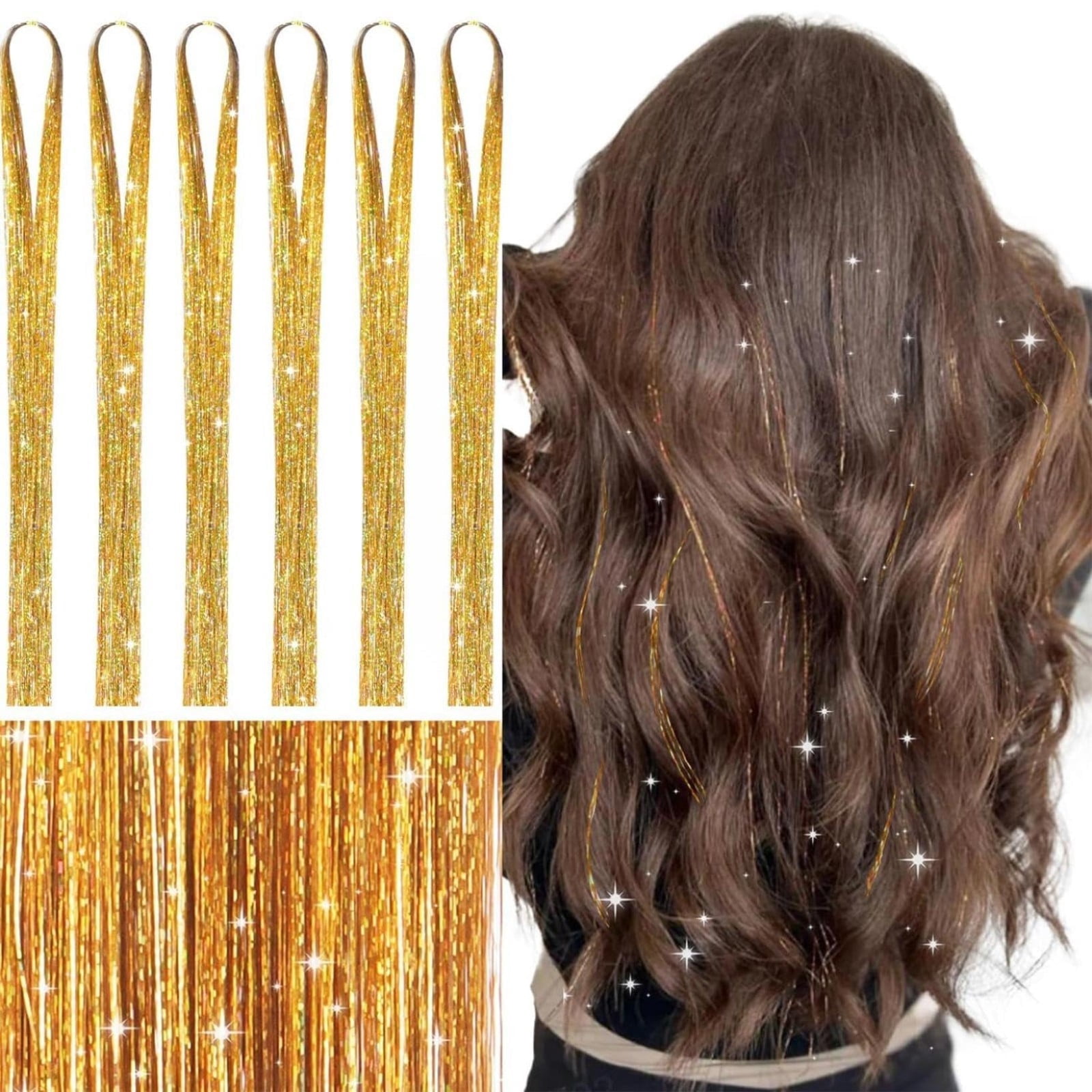 Laser Hair Piece Champagne - Hair Extension Coloured Hair Glitter ...
