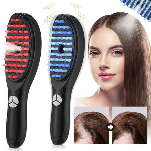 Laser Hair Regrowth Brush with Spray, Electric Cordless Hair Comb - 3 Modes Red Blue Lght Therapy Vibration Comb for Scalp Care and Hair Growth Anti-Hair Loss Scalp Brush - Can Add Essential Oils