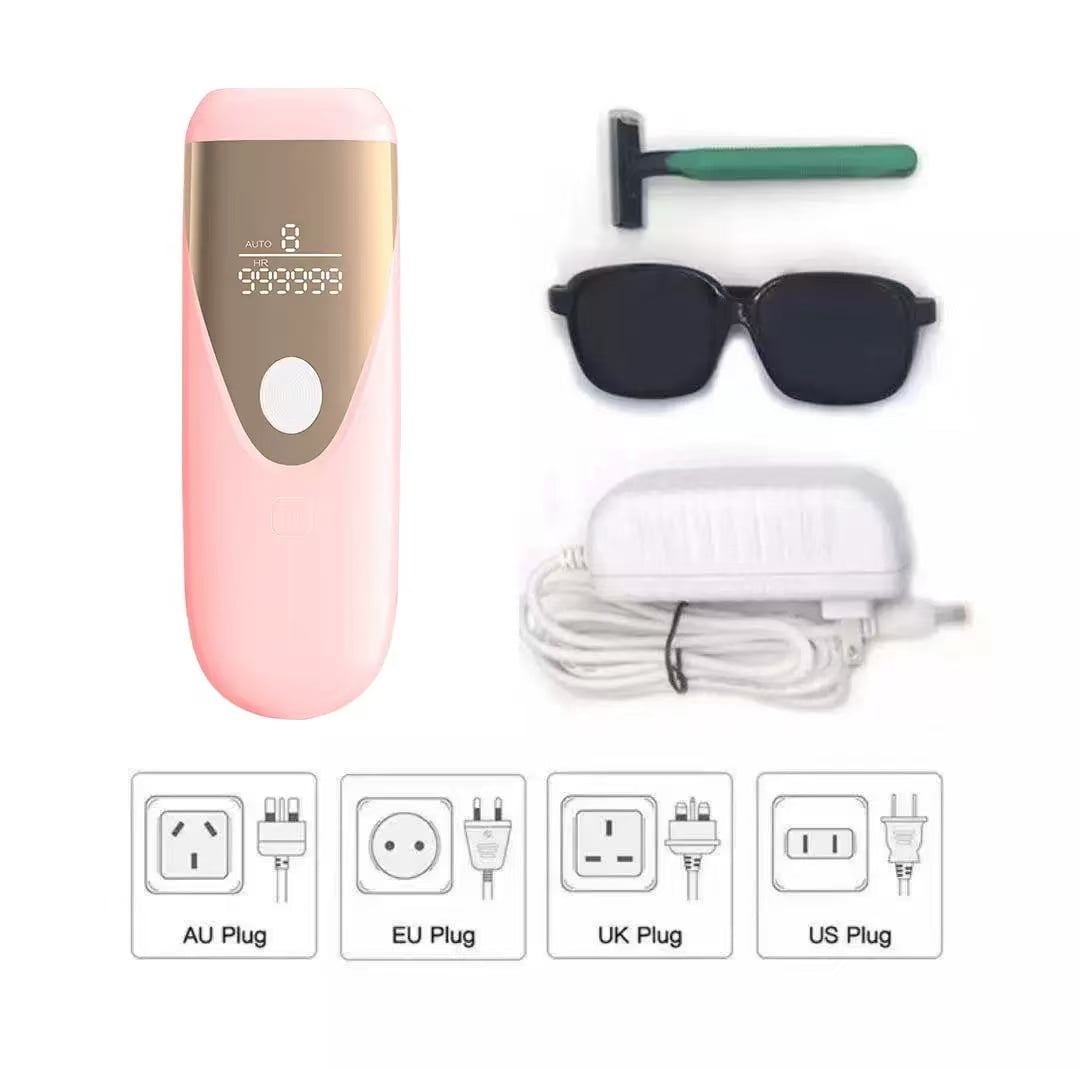 Laser Hair Removal Device, 3-in-1 Permanent Hair Remover for Women & Men, At-Home Electrolysis Epilator for Face & Body Depilation (Pink Gold)