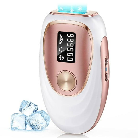 Laser Hair Removal Device for Women & Men - Home 45°F Ice-Cooling Contact for  & 86% Hair Reduction in 3 Weeks for Full Body & Bikini Line, Rose Gold