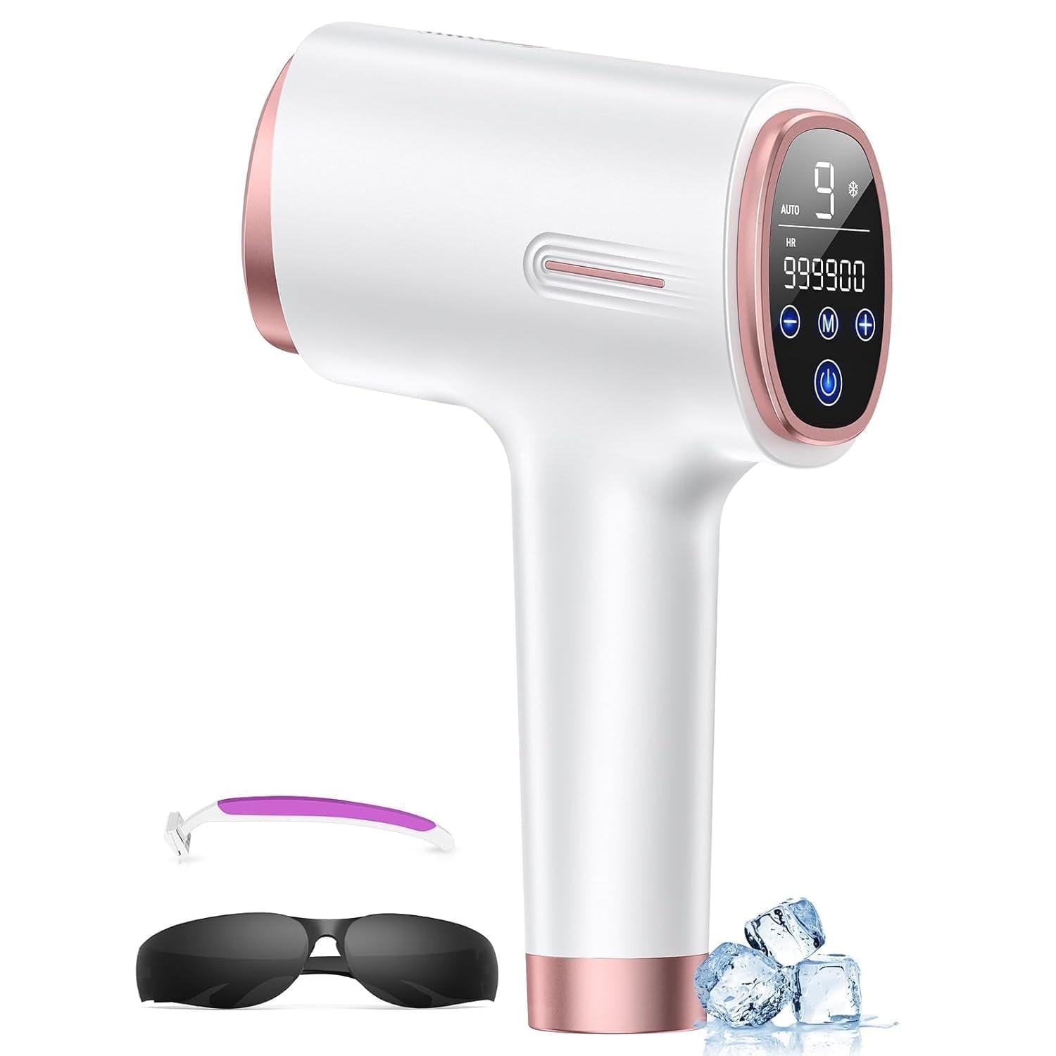 Rechargeable IPL Device for Body Care - Ice Compress Facial Attachment with 3 Flash Modes, 500,000 Flashes & Dermatologist Tested