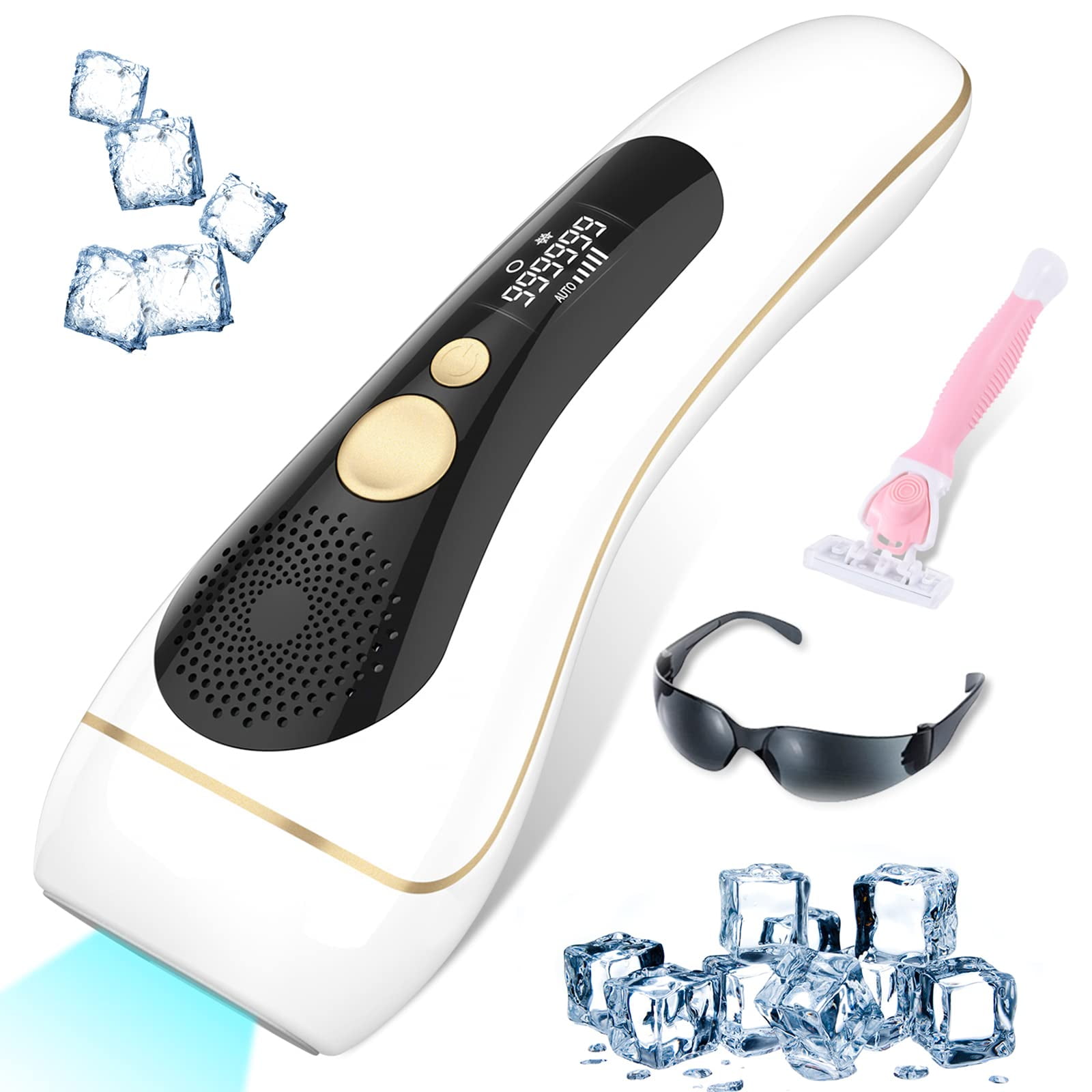 Laser Hair Removal for Women and Men, IPL Hair Removal with Ice Cold Function, 999,000 Flashes Painless permanent hair removal on Armpits Back Legs Arms Face Bikini Line, Corded C80