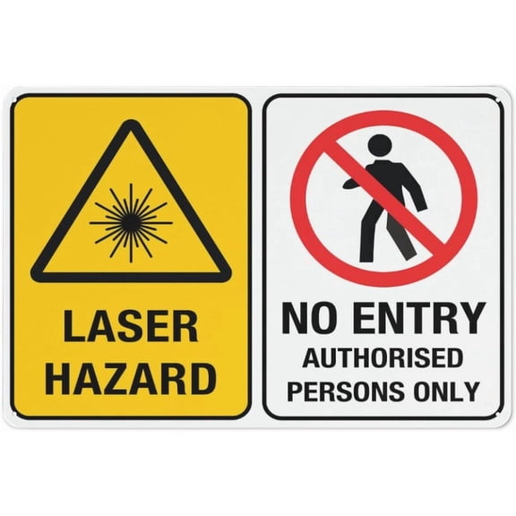 Laser Hazard No Entry Authorised Persons Only Outdoor Safe Sign - 8"x12", UV Protected, Weatherproof - Lab, Workshop, Medical Facility Alert