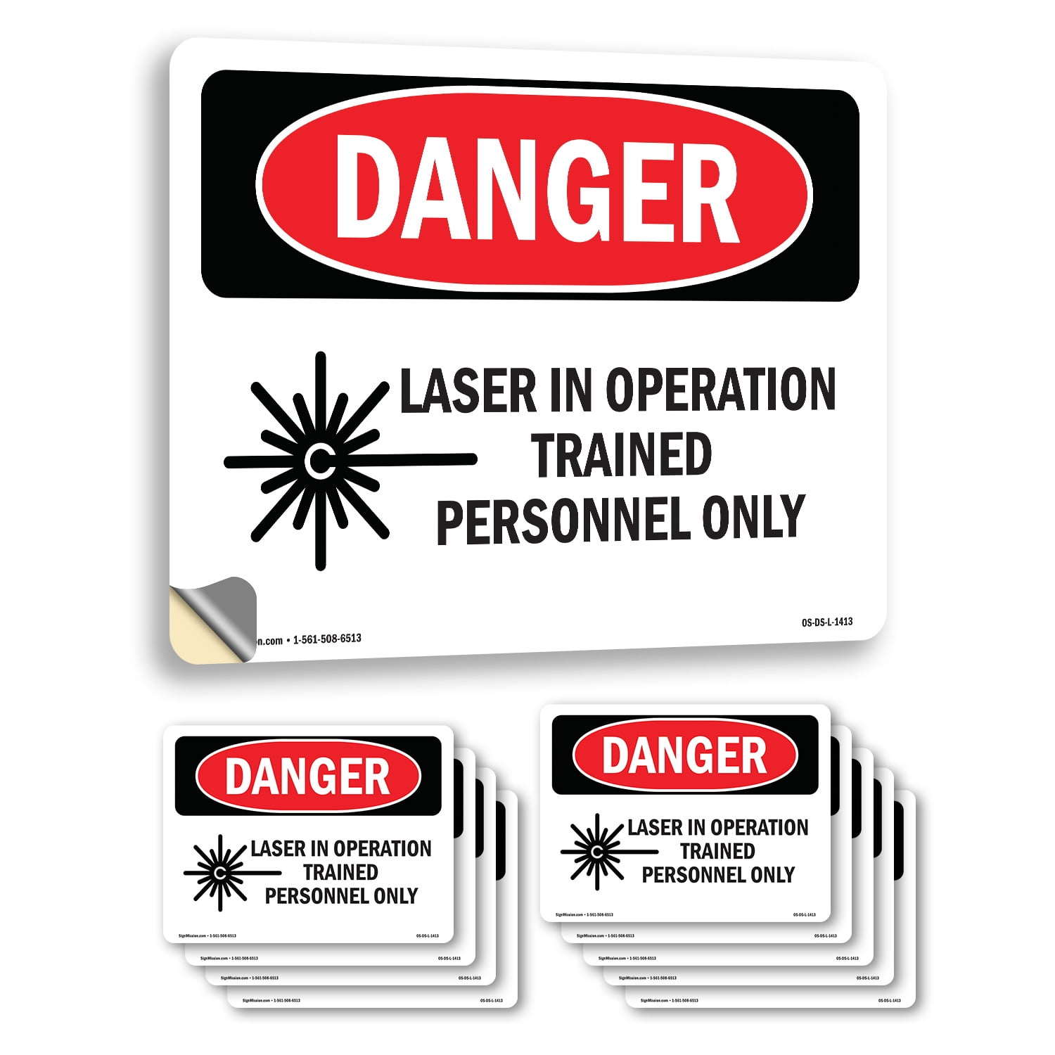 Laser In Operation Trained Personnel Only OSHA Danger Vinyl Decal Label ...