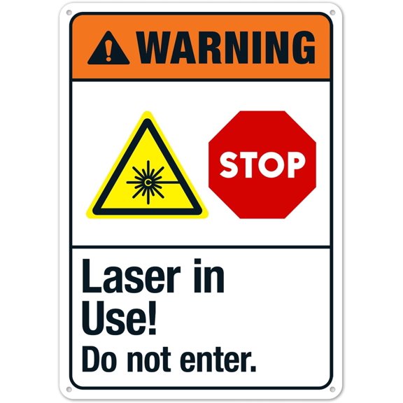 Laser In Use Do Not Enter Sign, ANSI Warning Metal Sign 12X8 Inches