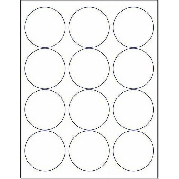 Laser / Ink Jet White Labels 2-1/2" Round - 12 Per Page 12,000 Labels