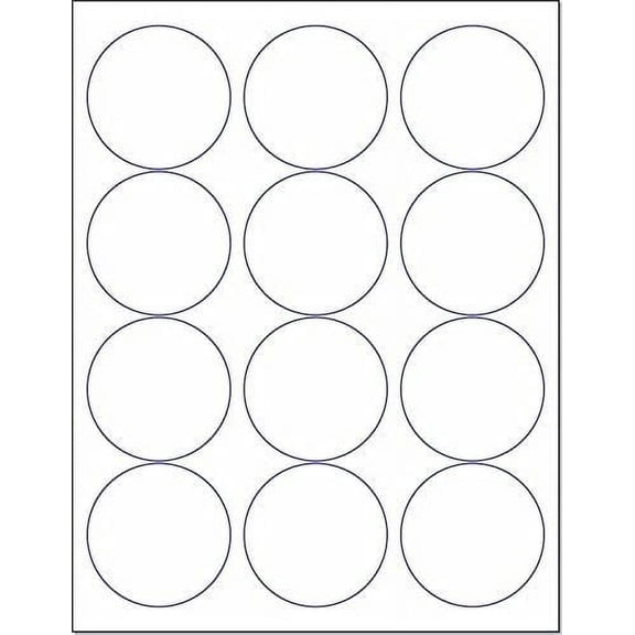 Laser / Ink Jet White Labels 2-1/2" Round - 12 Per Page 600 Labels