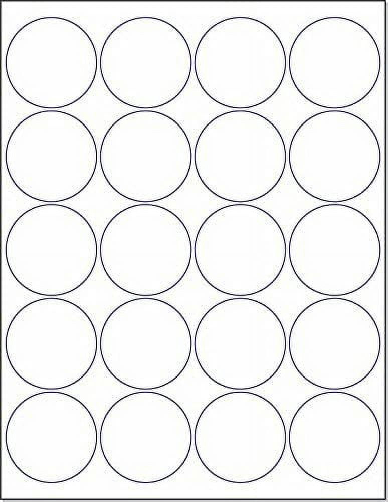 Laser / Ink Jet White Labels 2" Round for None Bleed Printing - 20 Per ...