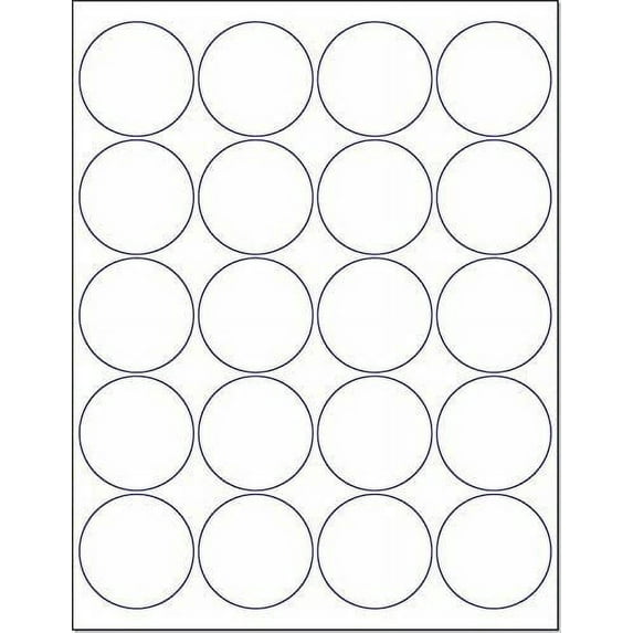 Laser / Ink Jet White Labels 2" Round for None Bleed Printing - 20 Per Page 2000 Labels
