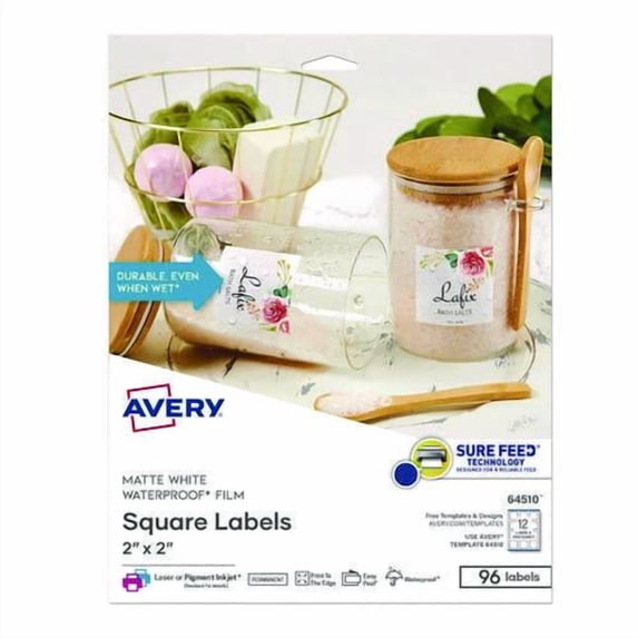 Laser/Inkjet Multipurpose Label, 2 x 2, White, 12/Sheet, 8 Sheets/Pack | Bundle of 10