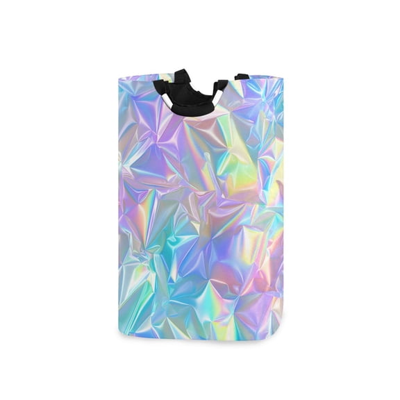 Laser Irregularity Pattern Laundry Basket with Handles Foldable Laundry Hamper Freestanding Washing Bin 50L