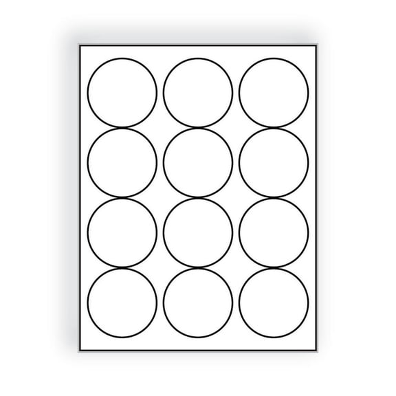Laser Label Sheet, 2-1/2", Bright White Circles, Laser Finish, Flat Sheet and Pre-Die Cut Labels (Box of 100)