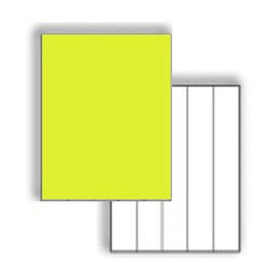 Laser Label Sheets, 8-1/2" x 11", Fluorescent Charteuse Full Sheet Labels, 50 lb, 4 Vertical Back Scores, Permanent Adhesive - Box of 100 Sheets / 100 Labels