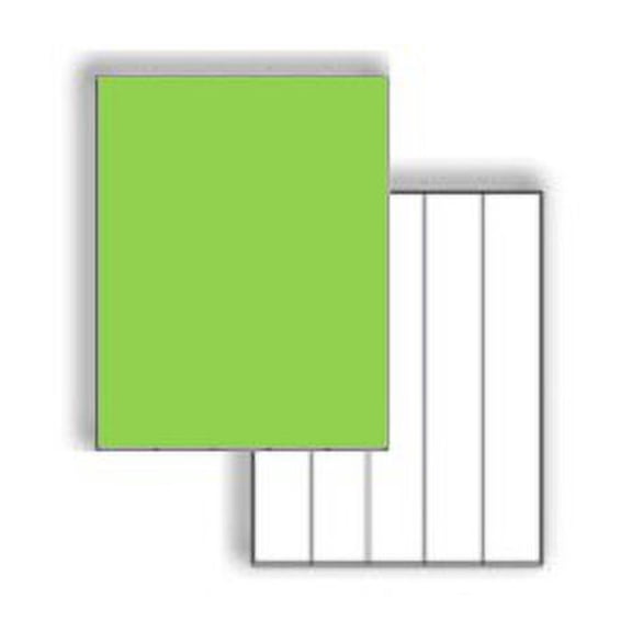 Laser Label Sheets, 8-1/2" x 11", Fluorescent Green Full Sheet Labels, 50 lb, 4 Vertical Back Scores, Permanent Adhesive - Box of 100 Sheets / 100 Labels