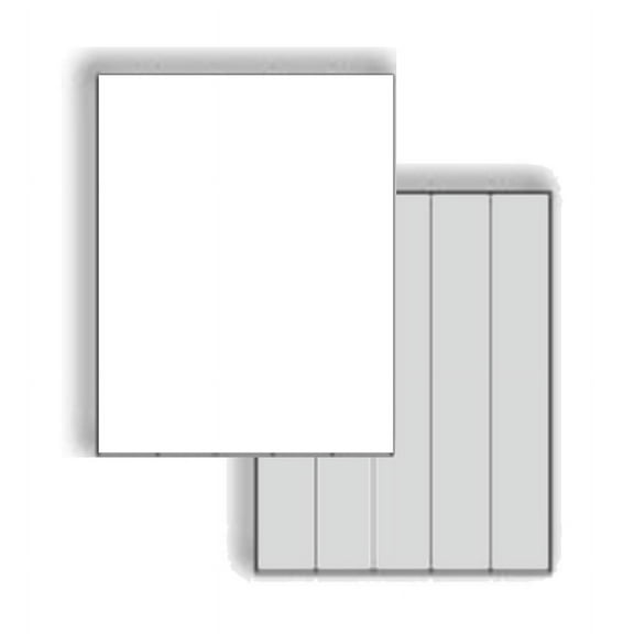 Laser Label Sheets, 8-1/2" x 11", White Semi-Gloss Full Sheet Cover-Up Labels (Gray on Back), 50 lb, 4 Vertical Back Scores, Permanent Adhesive - Box of 100 Sheets / 100 Labels
