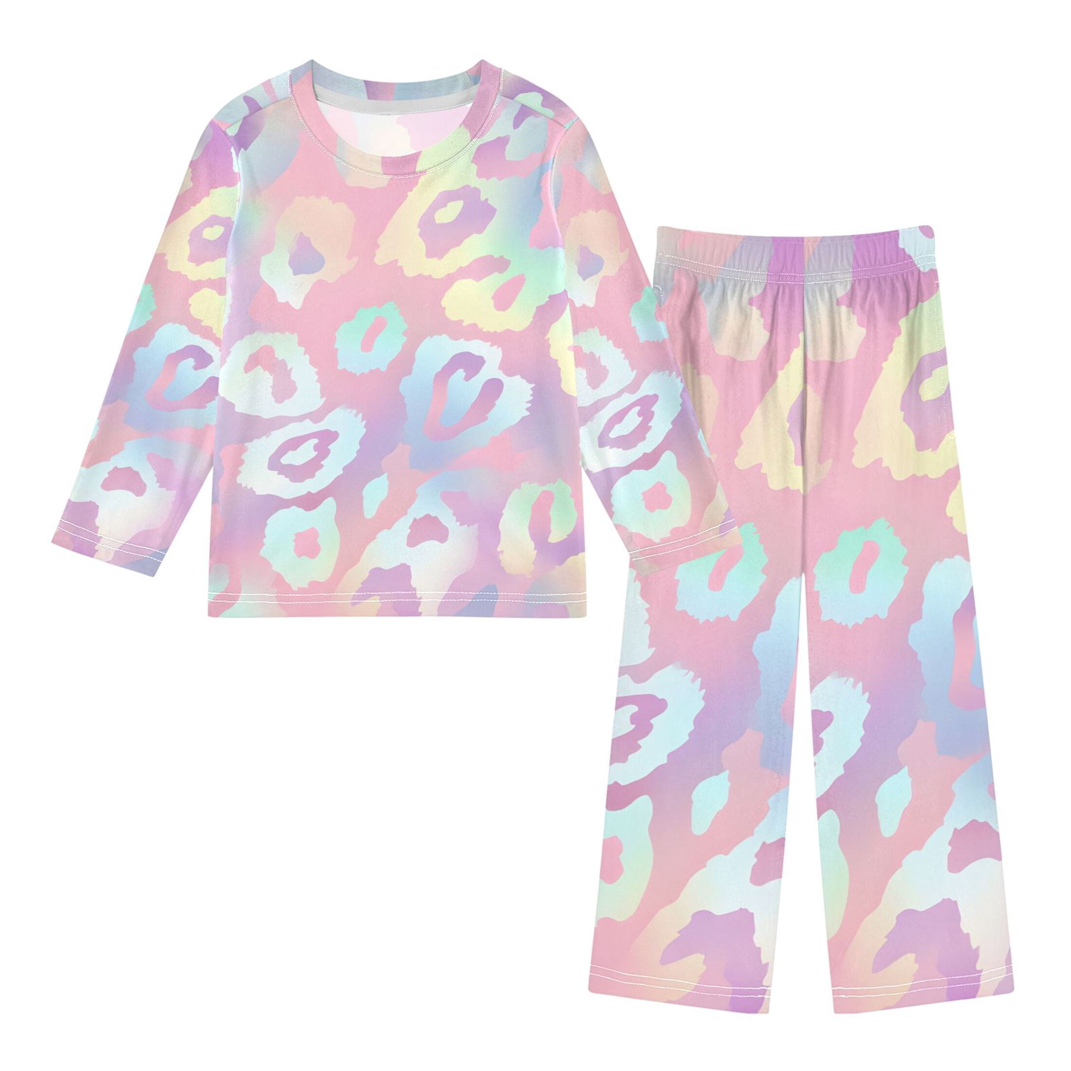 Atum Pattern Laser Leopard Print Pattern Pajama Set Soft Warm Cozy Fleece 2 Piece ...