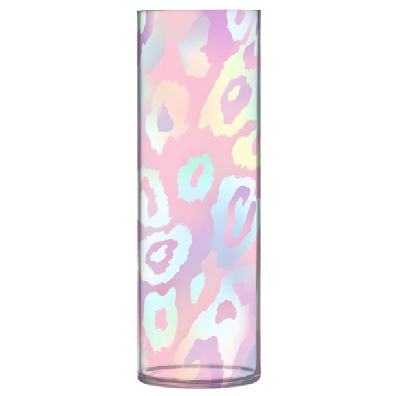 Laser Leopard Print Pattern Vase Flower Vase Clear Unbreakable Plastic Tall Decorative 11.8in