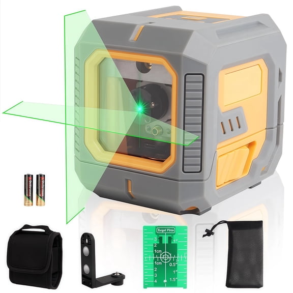 Laser Level, 100ft/30m, IP54 Waterproof, with Self-leveling and Manual Mode, Brightness Adjustment, Including Magnetic Bracket, Target Plate, 2 AA Batteries and Oxford Bag