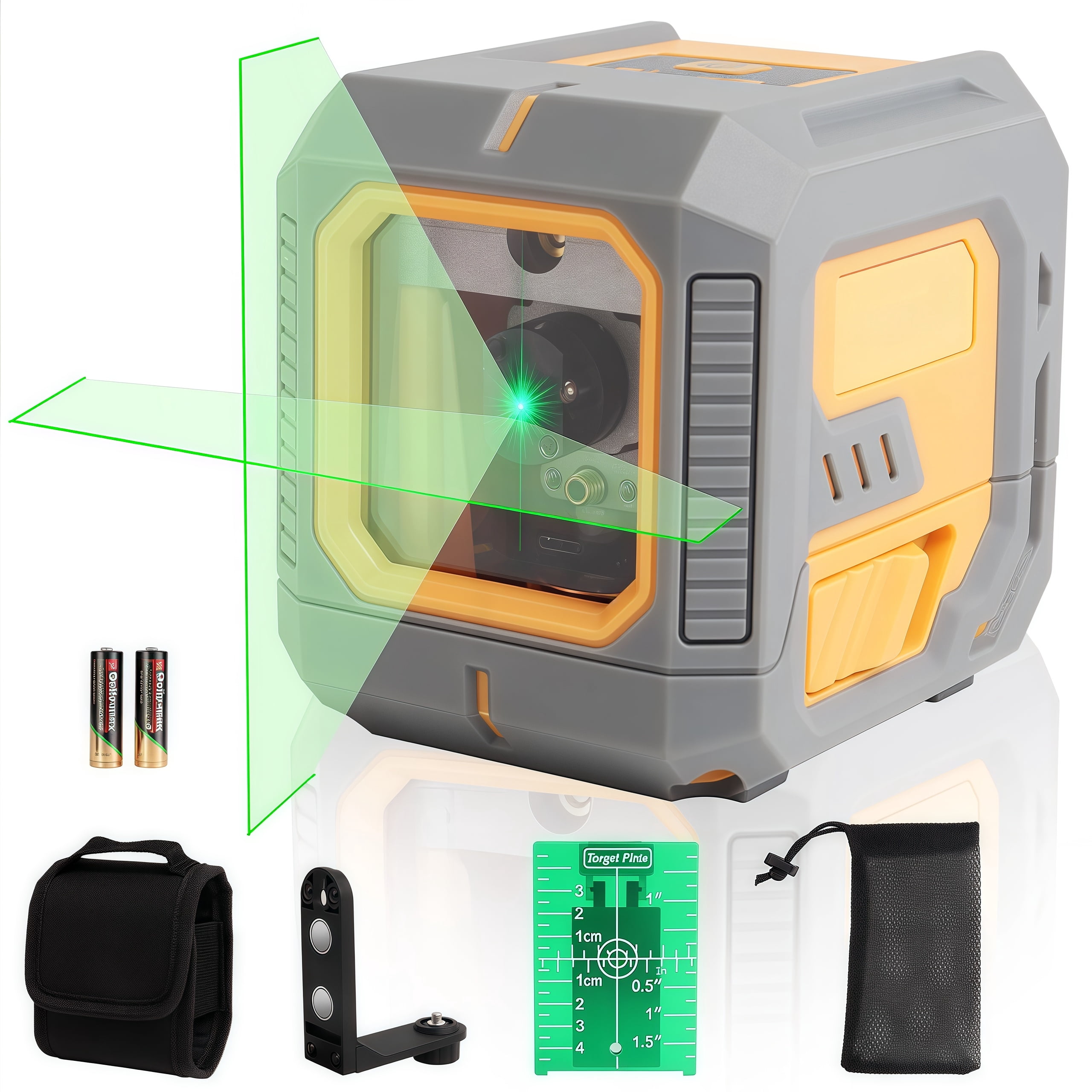 Laser Level, 100ft/30m, IP54 Waterproof, with Self-leveling and Manual Mode, Brightness Adjustment, Including Magnetic Bracket, Target Plate, 2 AA Batteries and Oxford Bag