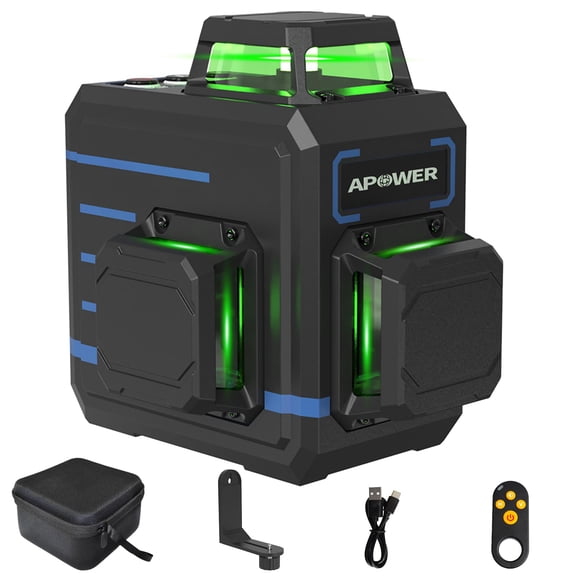 Laser Level 360 Self Leveling, 3 x 360 Cross Line Lazer Leveler Tool for Construction and Picture Hanging, Rechargeable Nivel Laser Outdoor, L-Magnetic Bracket Included