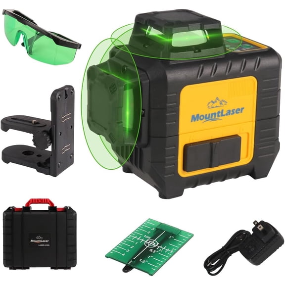 Laser Level 360 Self Leveling,3x360 Cross Line Laser for Construction and Picture Hanging, 12 Green Laser Level Tool,Laser Class: Class 2, Laser parameters <5mW