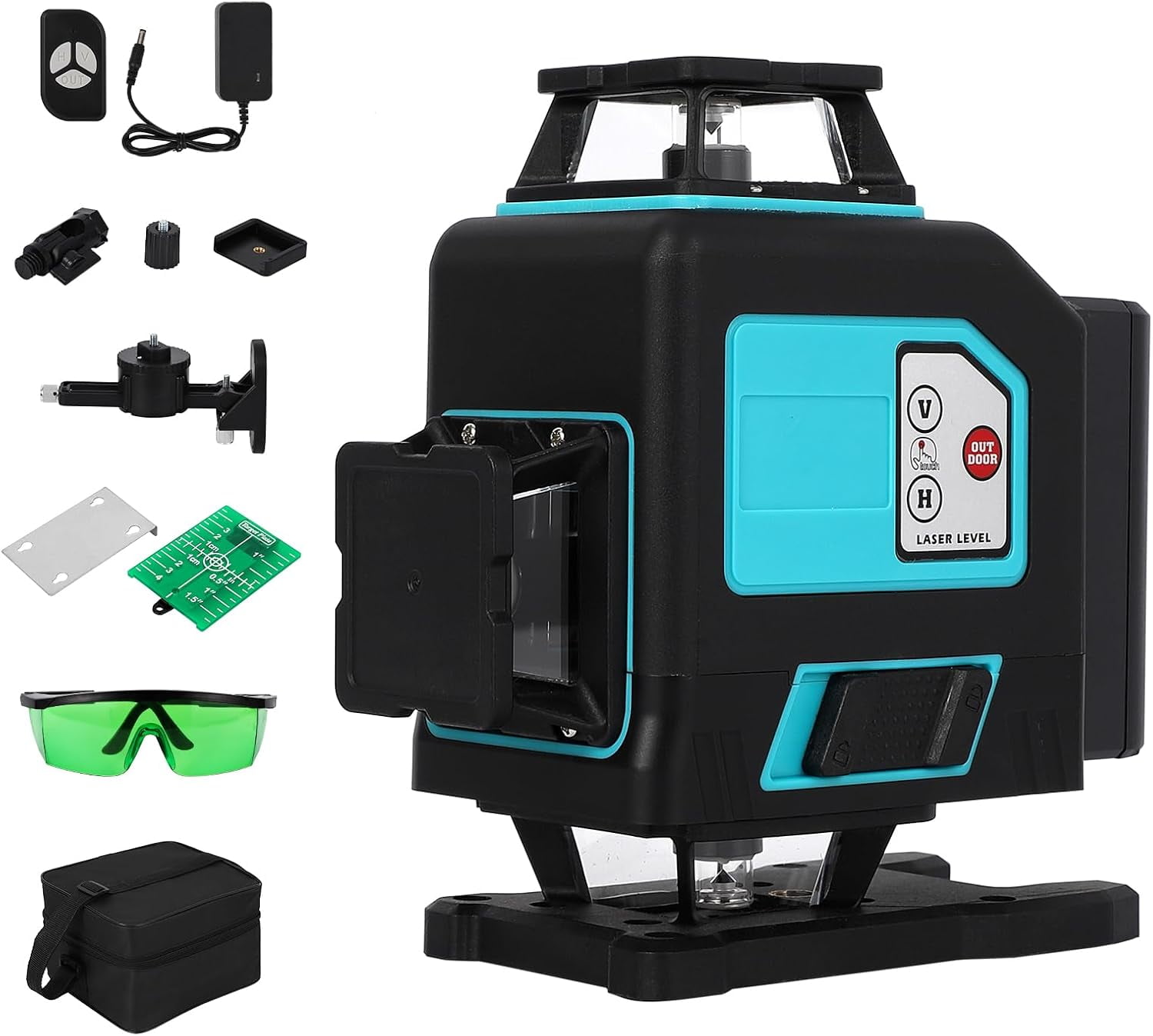 Laser Level, 360 Self Leveling, 4 x 360° High Brightness Cross Line Laser,3 Modes for Construction and Picture Hanging, 16 Green Laser Level Tool with 3000 MAh Rechargeable Battery & Hard Carry Case