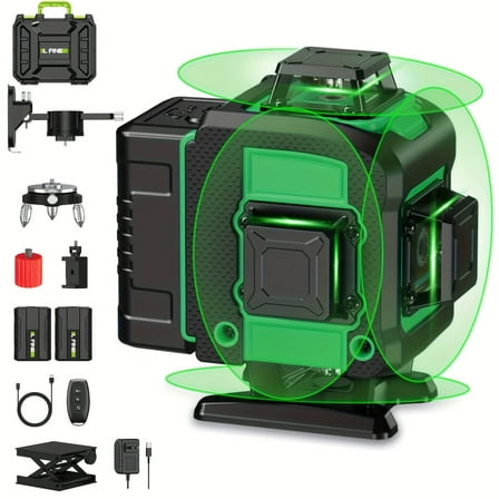 Laser Level 360 Self Leveling,LFINE 4D Lazer Level,4x360° Cross Line Laser for Construction Project Renovation,Floor Tile, Laser Level Lines Tool