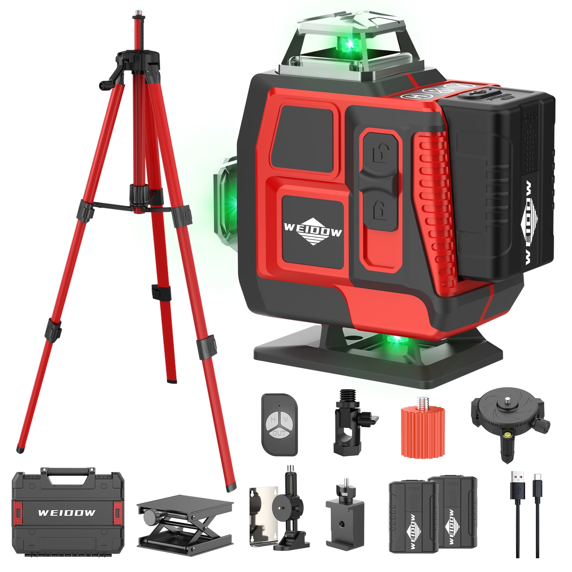 Lfine 360 Self-Leveling Laser Level Kit with Tripod, 4D 4x360° Cross Line for Construction Renovation and Floor Tile Installation