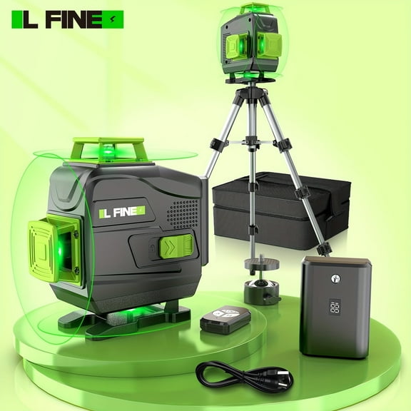 Laser Level 360 Self Leveling with Tripod,LFINE 4D Lazer Level,4x360 Cross Line Laser for Construction Project Renovation,Floor Tile, Laser Level Lines Tool with 2400mAh Batteries