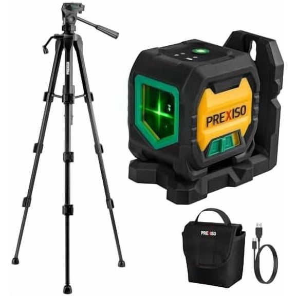 Laser Level with 47 Inch Tripod, IP54 Rechargeable 65Ft Green Cross Line Laser Self Leveling, Light Indicator, 3 Brightness Mode, Lazer Leveler Tool for Picture Hanging, Tile, Home Renovation