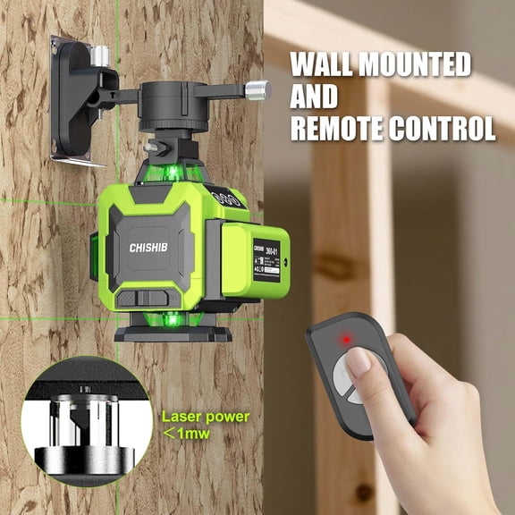 Laser Level 4D Self-Leveling Cross Line Laser Level, Rotary Base and Accessories for Construction, Home Improvement and Picture Hanging