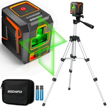 Laser Level, GOCHIFIX 100FT Green Cross Line Laser Level Self Leveling with 360 Degree Rotating Highet Adjustable Tripod,2 AA Batteries and Carry Pouch Included